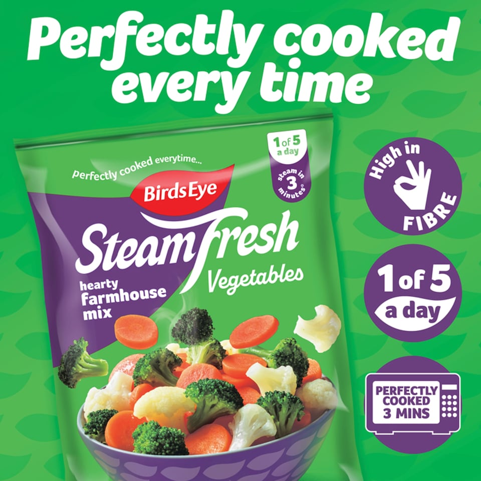 image 1 of Birds Eye Steamfresh 4 Hearty Farmhouse Mixed Vegtables Steam Bags 540g