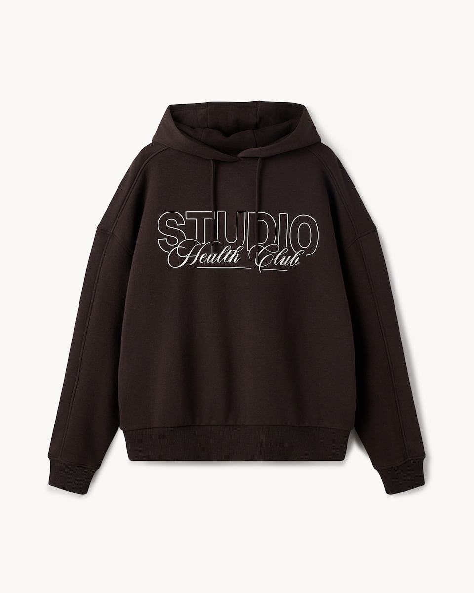 image 1 of F&F Active Cotton Rich Studio Health Club Hoodie in Chocolate