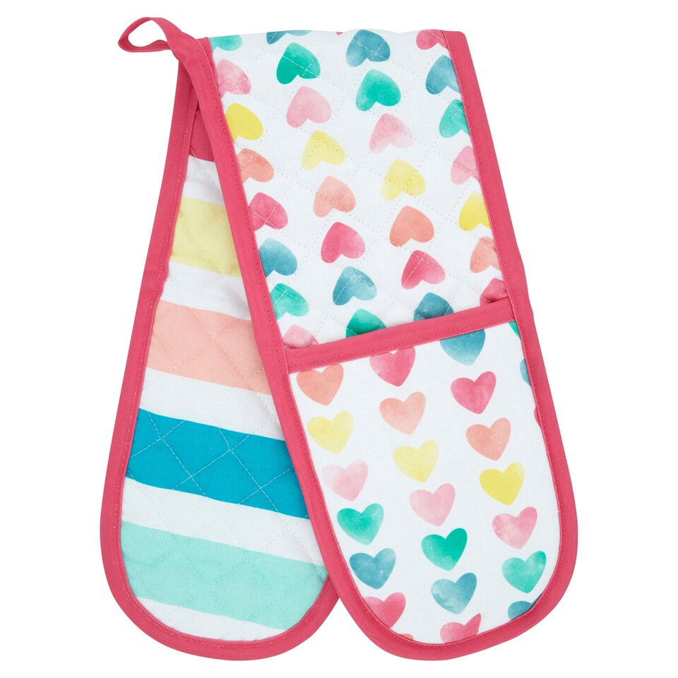 image 1 of Tesco Bright Hearts Double Oven Glove