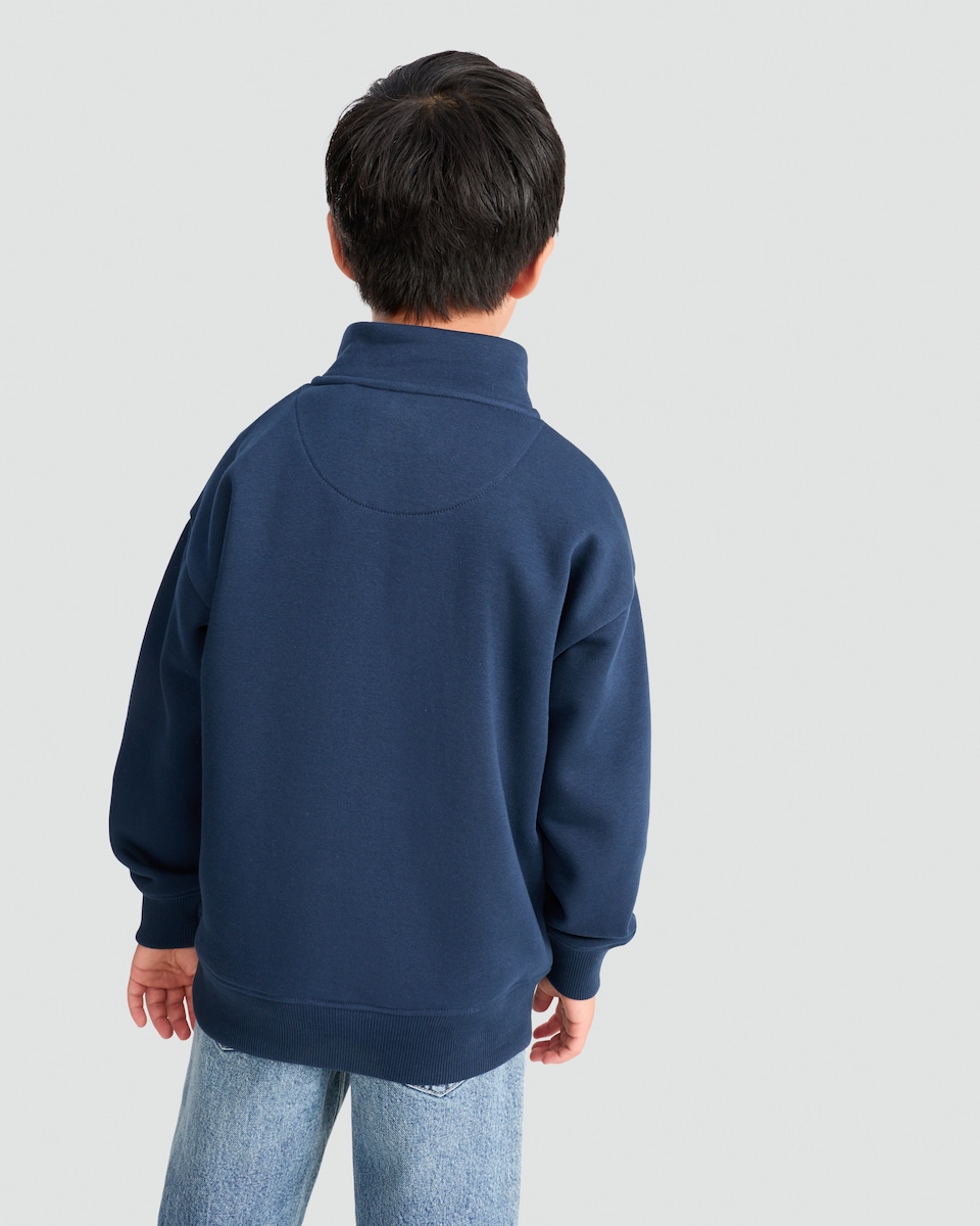 image 1 of F&F Boys Cotton Rich Half Zip Sweatshirt in Navy