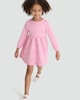 image 1 of F&F Girls Cotton Rich Unicorn Print Long Sleeved Sweater Dress in Pink