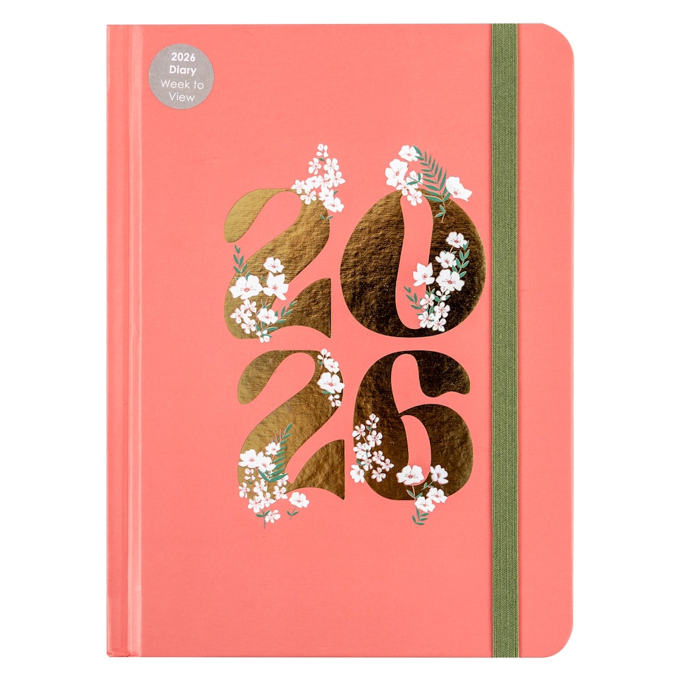 A6 PINK FLORAL WEEK TO VIEW DIARY 2026