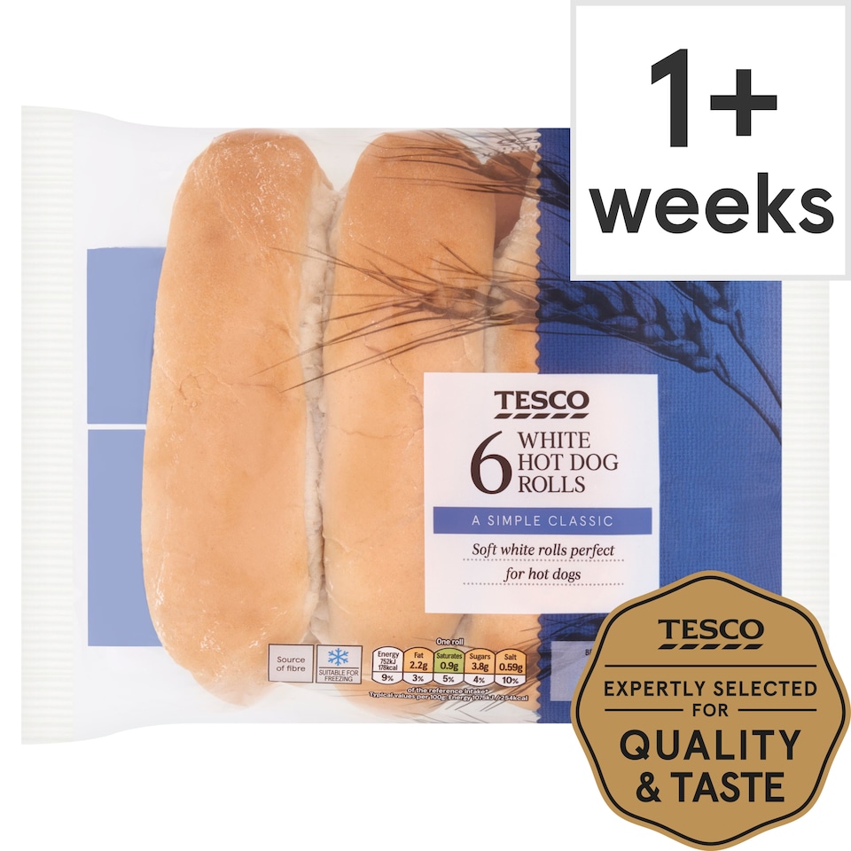 Tesco Soft White Hot Dog Rolls 6 Pack Tesco Groceries