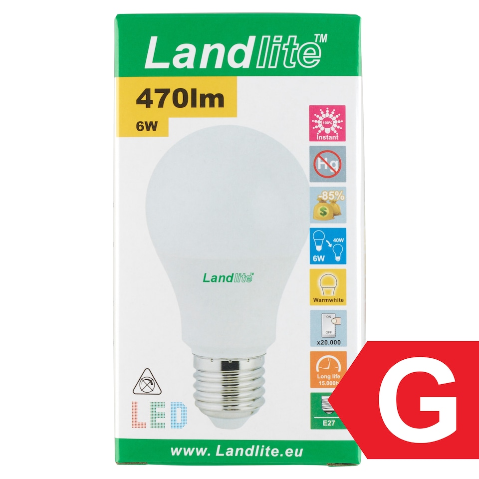 image 1 of Landlite A60 470 lm 6 W E27 3000K LED Lamp