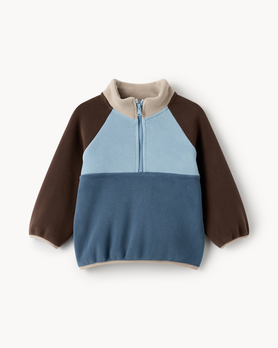 image 1 of F&F Boys Fleece Colour Block Jacket in Blue