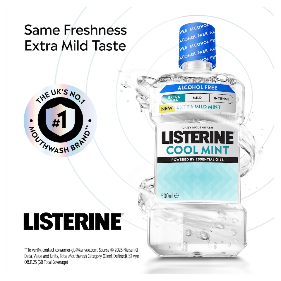 image 1 of Listerine Coolmint Alcohol Free Extra Mild Mint 500ml