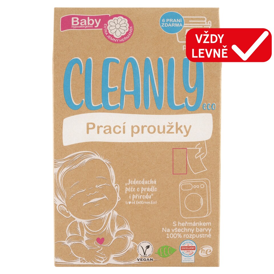 Obrázek 1 pro produkt Cleanly Eco Baby prací proužky 50 praní 50 ks