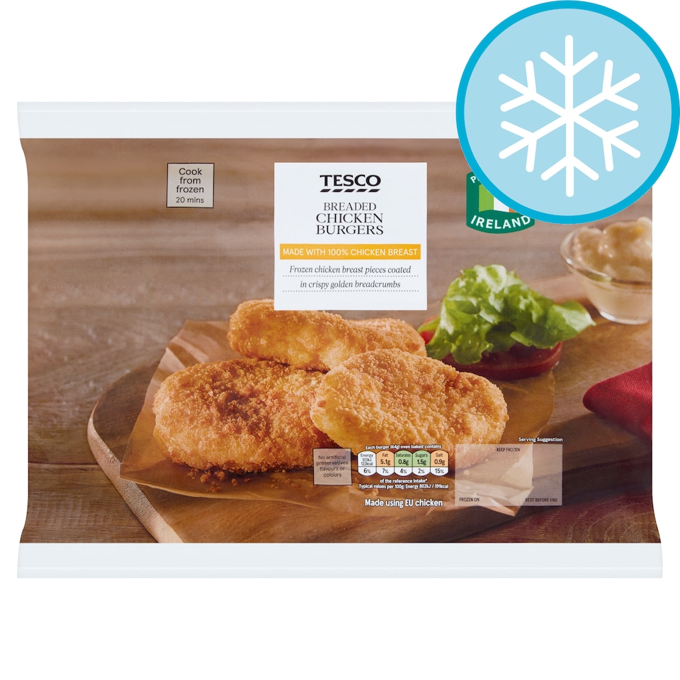 Tesco Frozen Chicken Burgers 680G