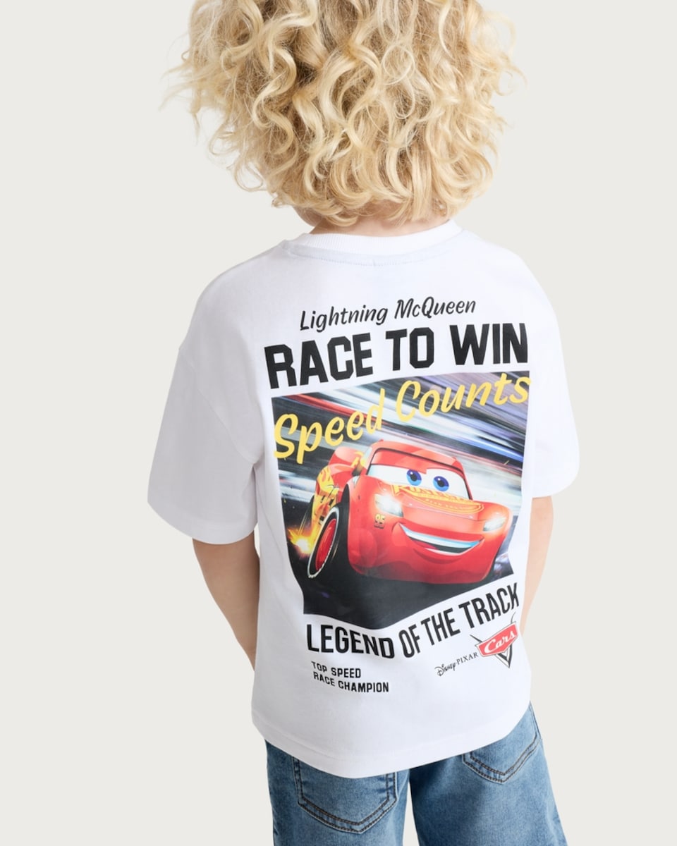 image 1 of Disney Lightning McQueen Pure Cotton T-Shirt in White