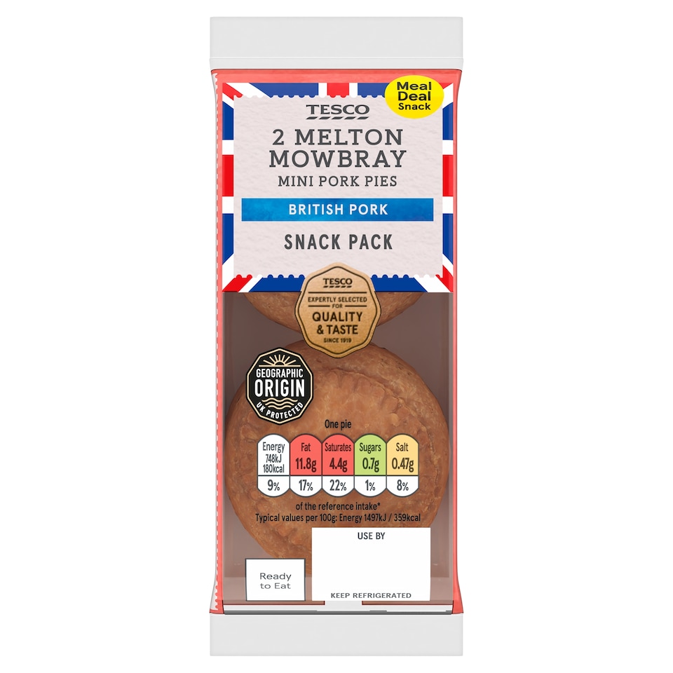 Tesco 2 Mini Melton Mowbray Pork Pies 100G