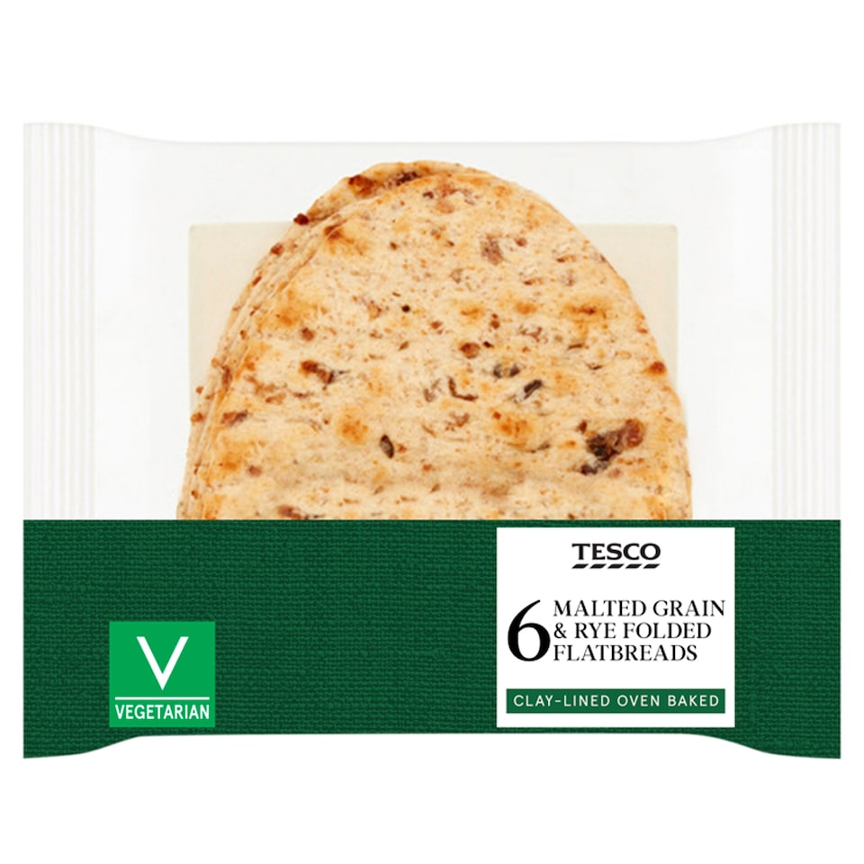 Tesco Malted Grain & Rye Folded Flatbread 6 Pack