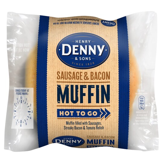 Denny Sausage And Bacon Muffin 146G Tesco Groceries