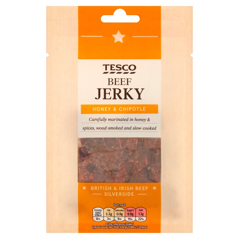 Tesco Chipotle & Honey Bbq Beef Jerky 40G Tesco Groceries