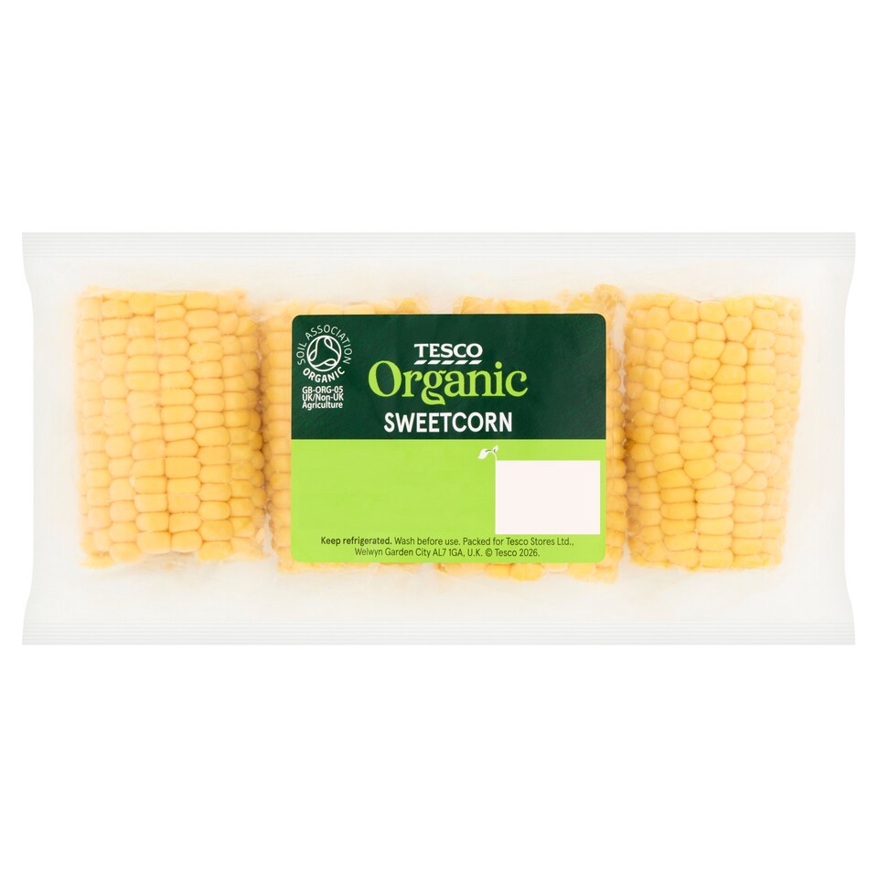 Tesco Organic Sweetcorn Cobettes 4 Pack