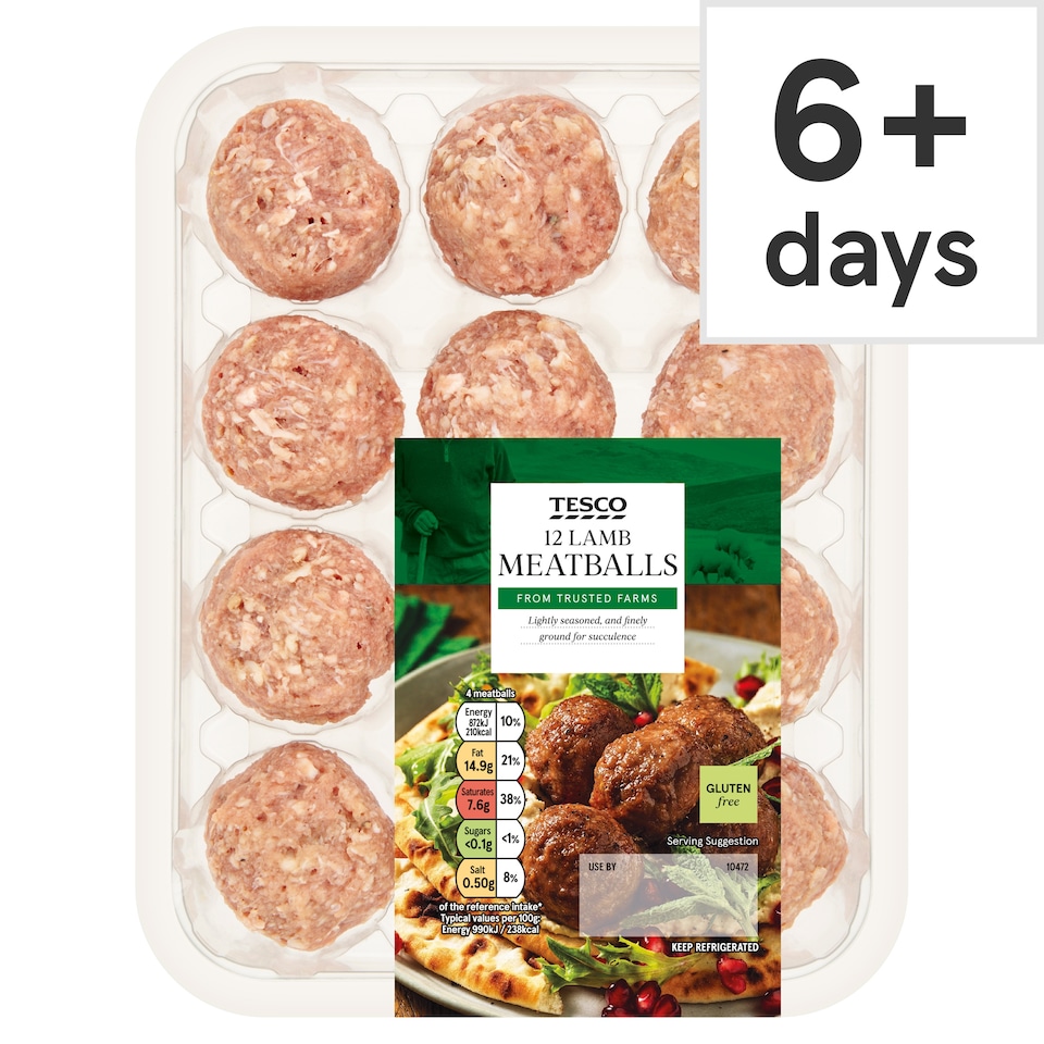 Tesco 12 Lamb Meatballs 336g
