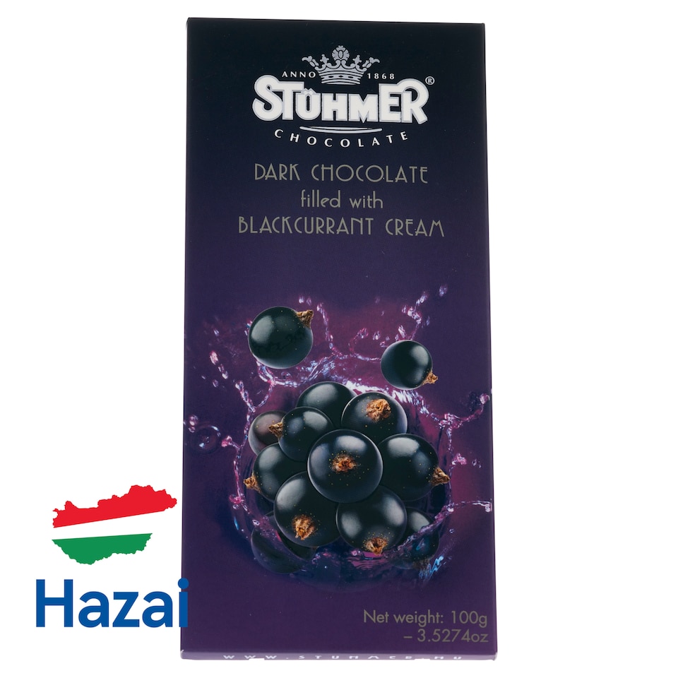 Stühmer feketeribizlis krémmel töltött étcsokoládé 100 g