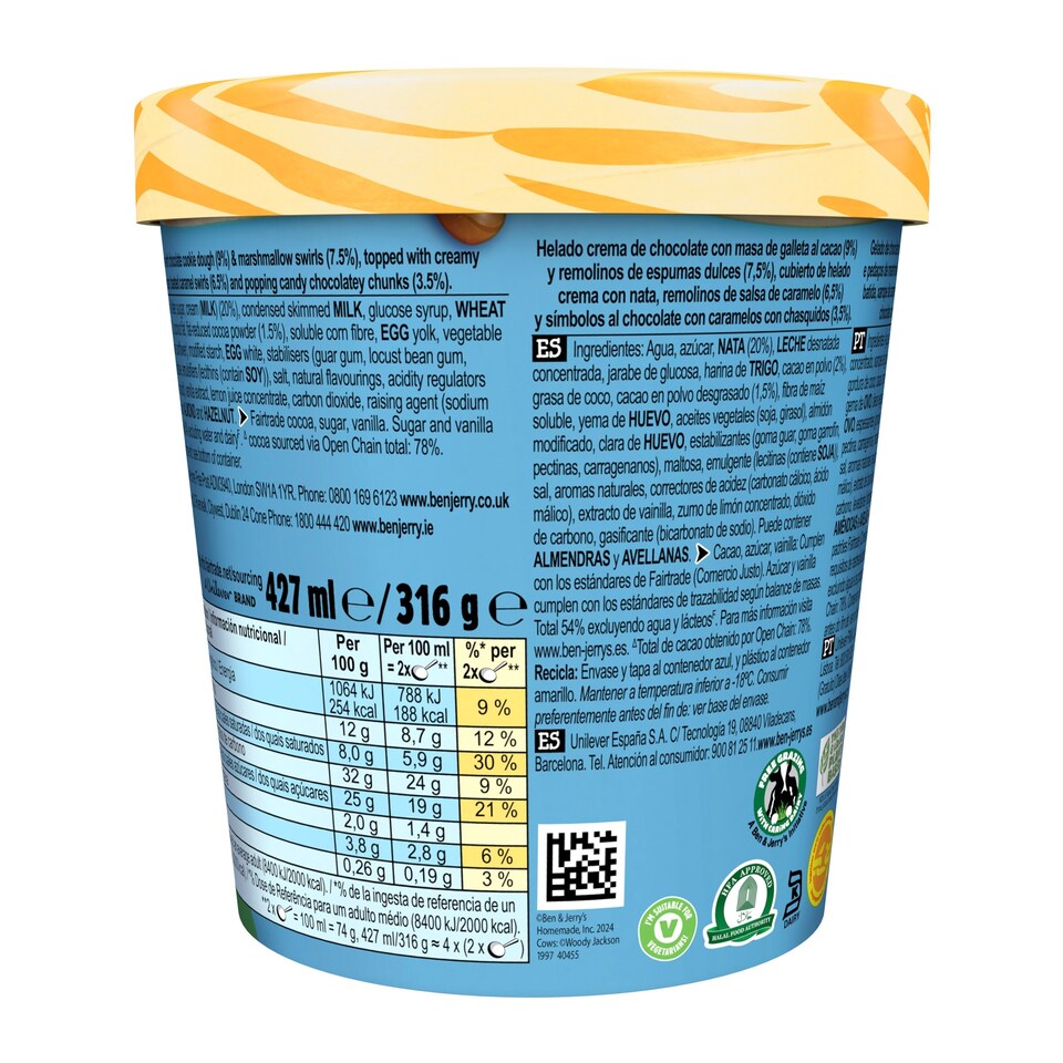 image 1 of Ben & Jerry's Sundae Marshmallow & S'more Ice Cream Tub 427ml