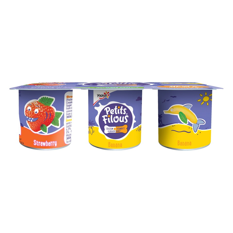 image 1 of Petits Filous Strawberry And Banana Yoghurt 6 X 47G