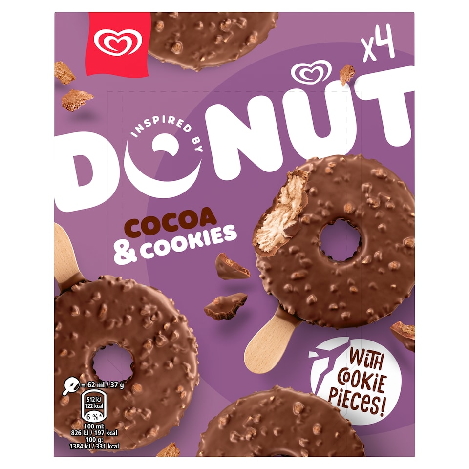 ALGIDA Multipack Donut Pálcikás Jégkrém Kekszes Kakaós 4 x 62 ml