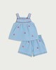 image 1 of F&F Baby 2-Piece Pure Cotton Cherry Embroidered Top and Shorts Set in Blue
