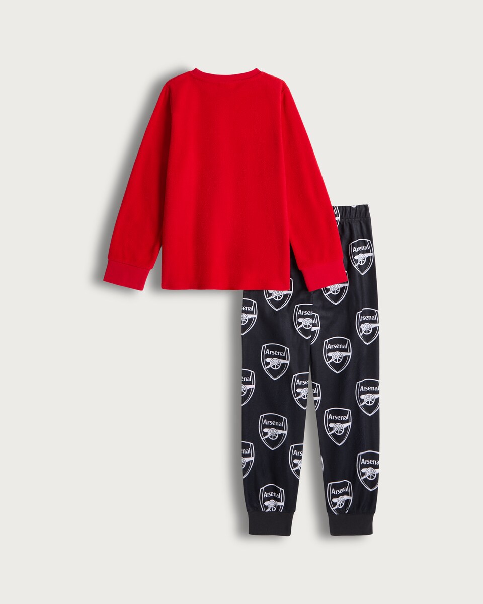 image 1 of Arsenal Fleece Textured Top and Cuffed Bottoms Pyjamas in Red