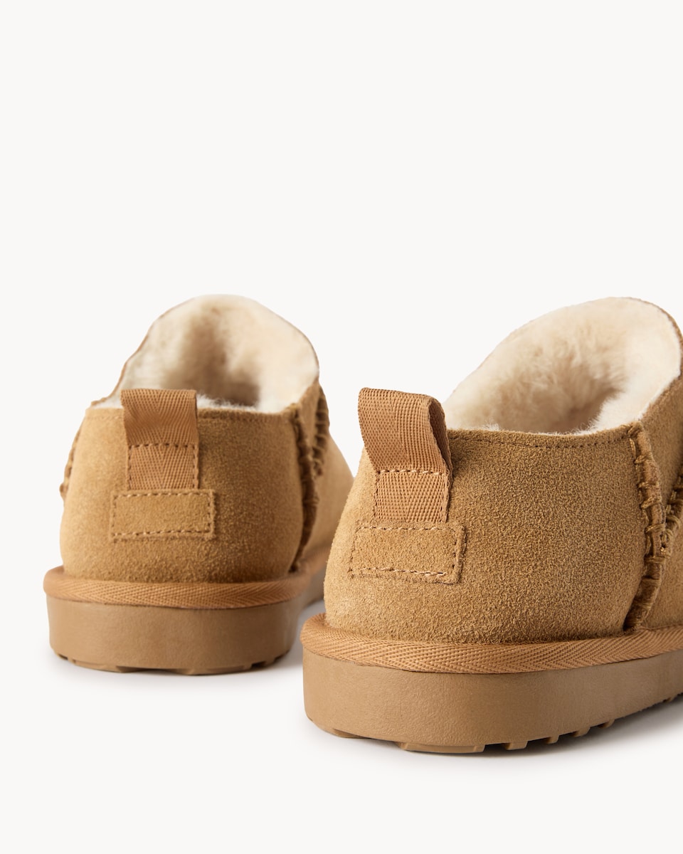 image 1 of F&F Suede Borg Lined Slippers in Tan