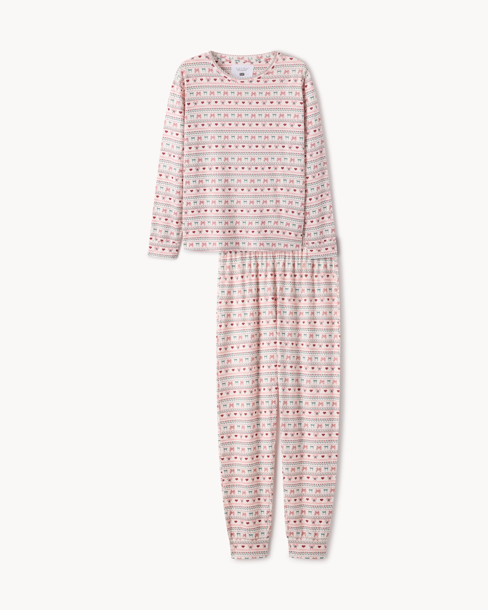 image 1 of F&F Brushed Fair Isle Pyjama Set in Multi White