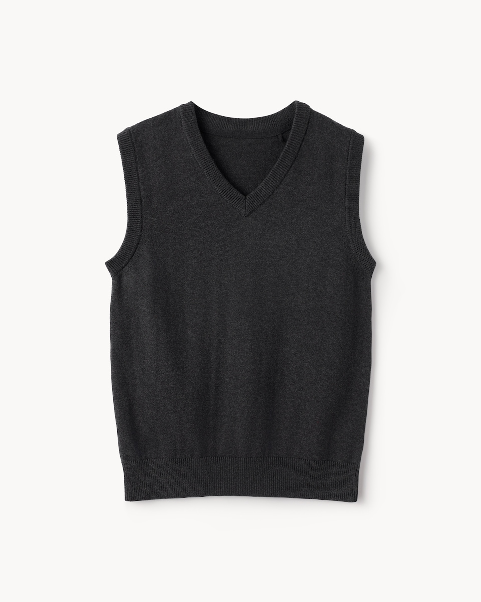 image 1 of F&F School Unisex Pure Cotton V-Neck Tank Top in Grey