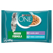 Purina ONE Indoor Pouches for Cats Tuna, Veal in Juice 4 x 85g