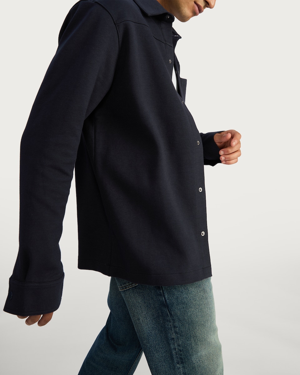 image 1 of The F&F Edit Cotton Blend Pocket Front Shacket in Navy