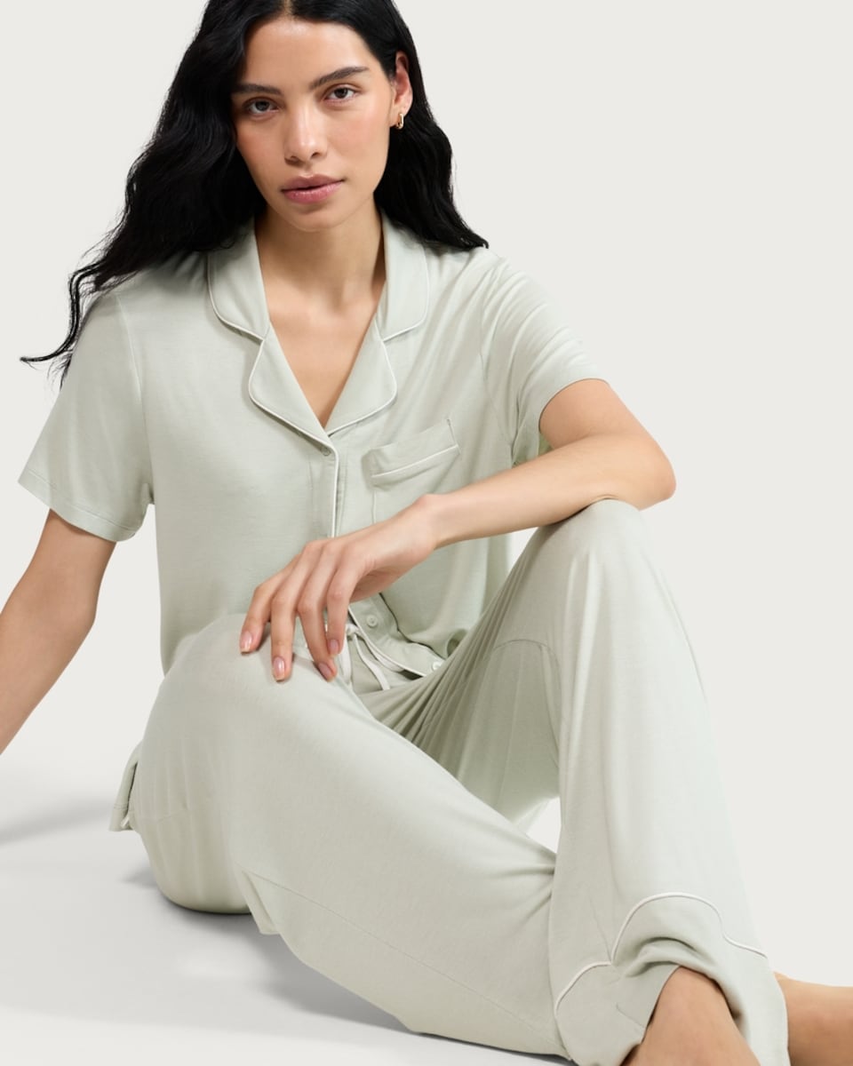 image 1 of F&F Revere Pyjama Set in Green