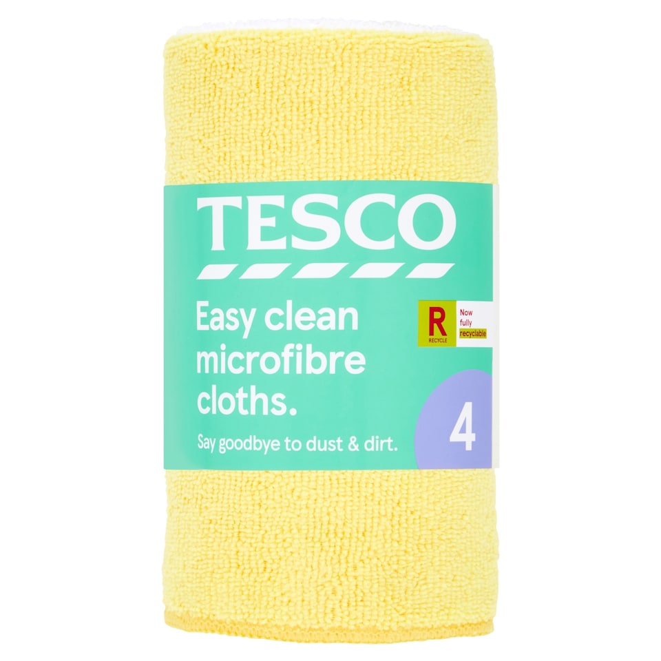 image 1 of Tesco Microfibre Cloth 4 Pack