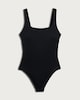 image 4 of F&F Ribbed Square Neck Swimsuit in Black