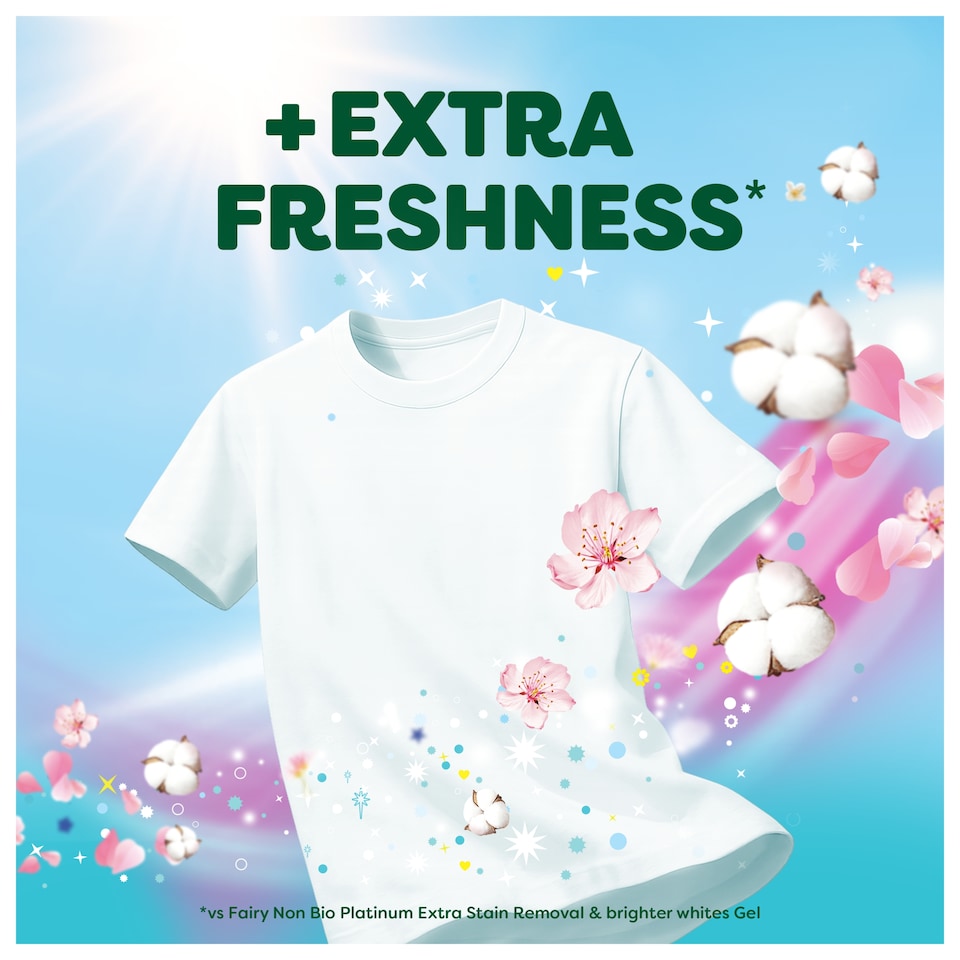 image 1 of Fairy Non Bio Platinum Washing Liquid Gel Cherry Blossom & Nordic Cotton 38 Washes 1254ml