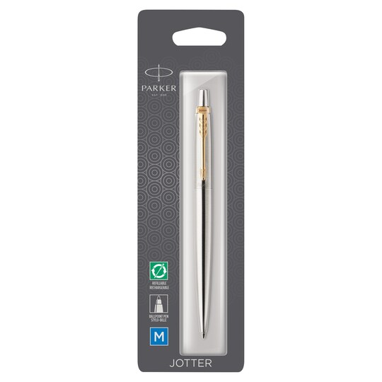 Parker Jotter Stainless Steel Gold Trim Ball Pen Tesco Groceries