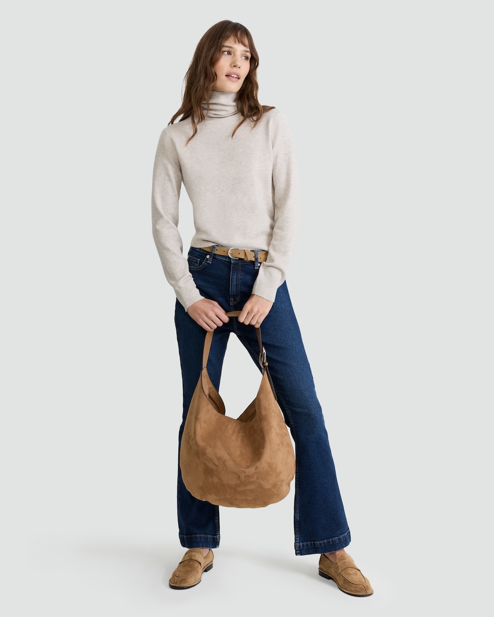 image 1 of F&F Knitted Roll Neck Jumper with Wool in Neutral