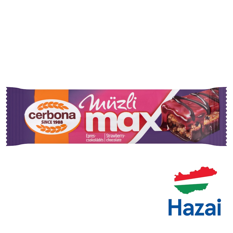 Cerbona Müzli Max epres-csokoládés müzliszelet 30 g  1. kép