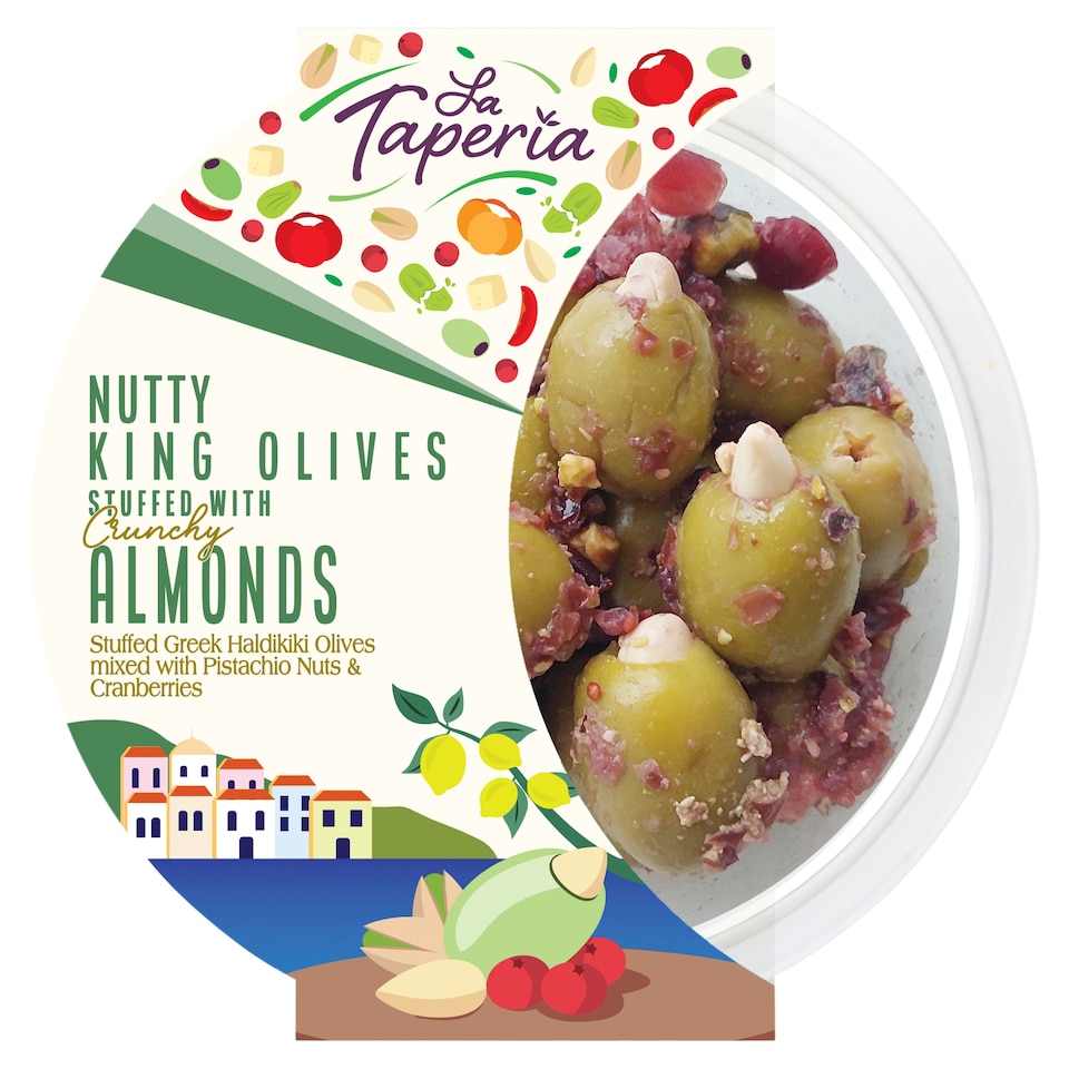 LA TAPERIA ALMONDSTACIO NUTTY KING OLIVES STUFFED WITH ALMONDS 150g
