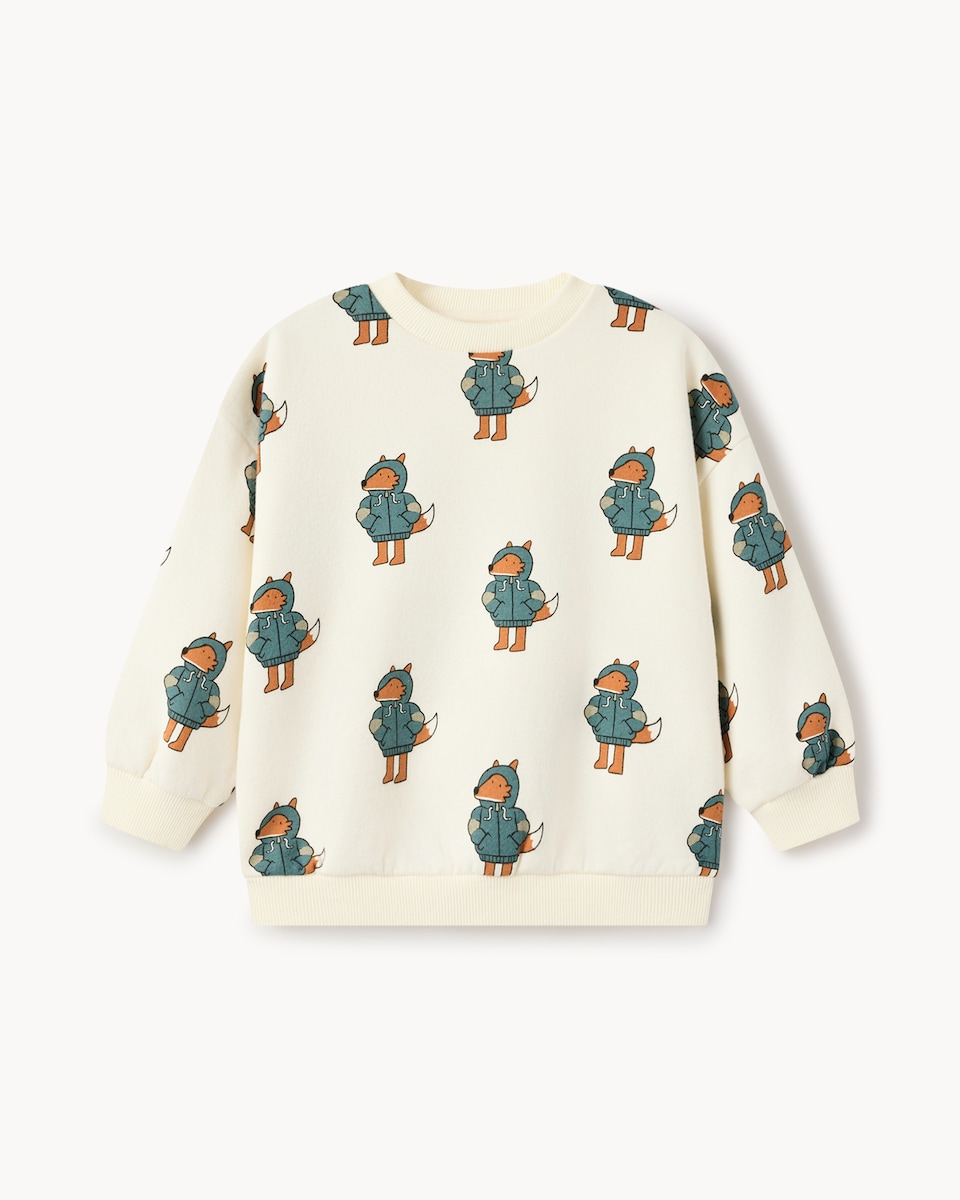 image 1 of F&F Boys 2-Pack Cotton Rich Fox Sweatshirts in Cream