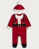 image 1 of F&F Baby 2-Piece Cotton Rich Fleece Santa Outfit in Red