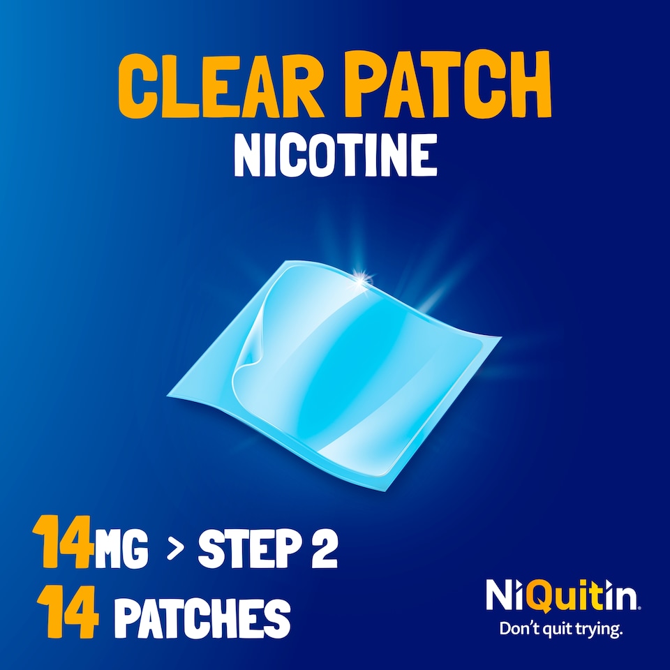 image 1 of NiQuitin Clear Patch Stop Smoking Aid Step 2 14mg Nicotine Patches 14s