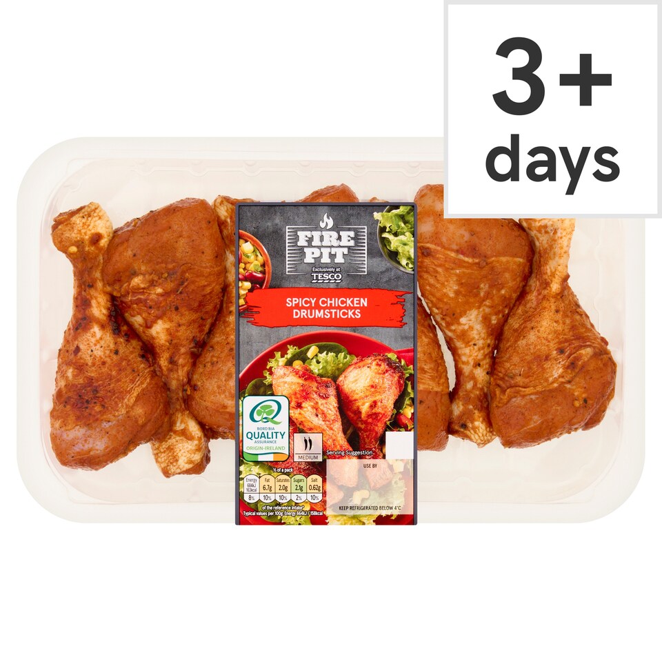 Tesco Fire Pit Spicy Chicken Drumsticks 650G