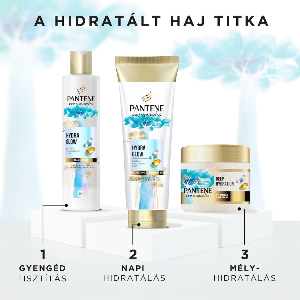 Pantene Hydra Glow sampon biotinnal 250ml. Pro V Miracles sampon száraz, károsodott hajra 1. kép