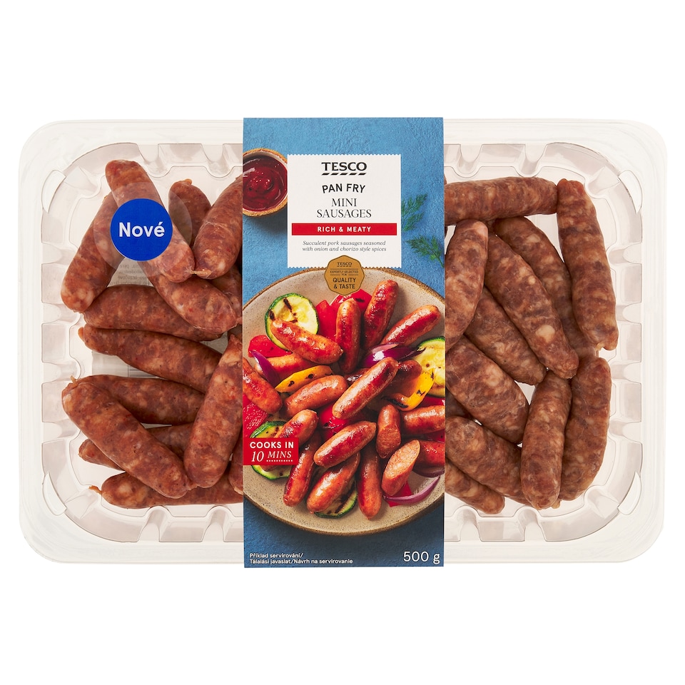 Tesco Vepřové mini klobásy ve stylu chorizo a cibule 500g