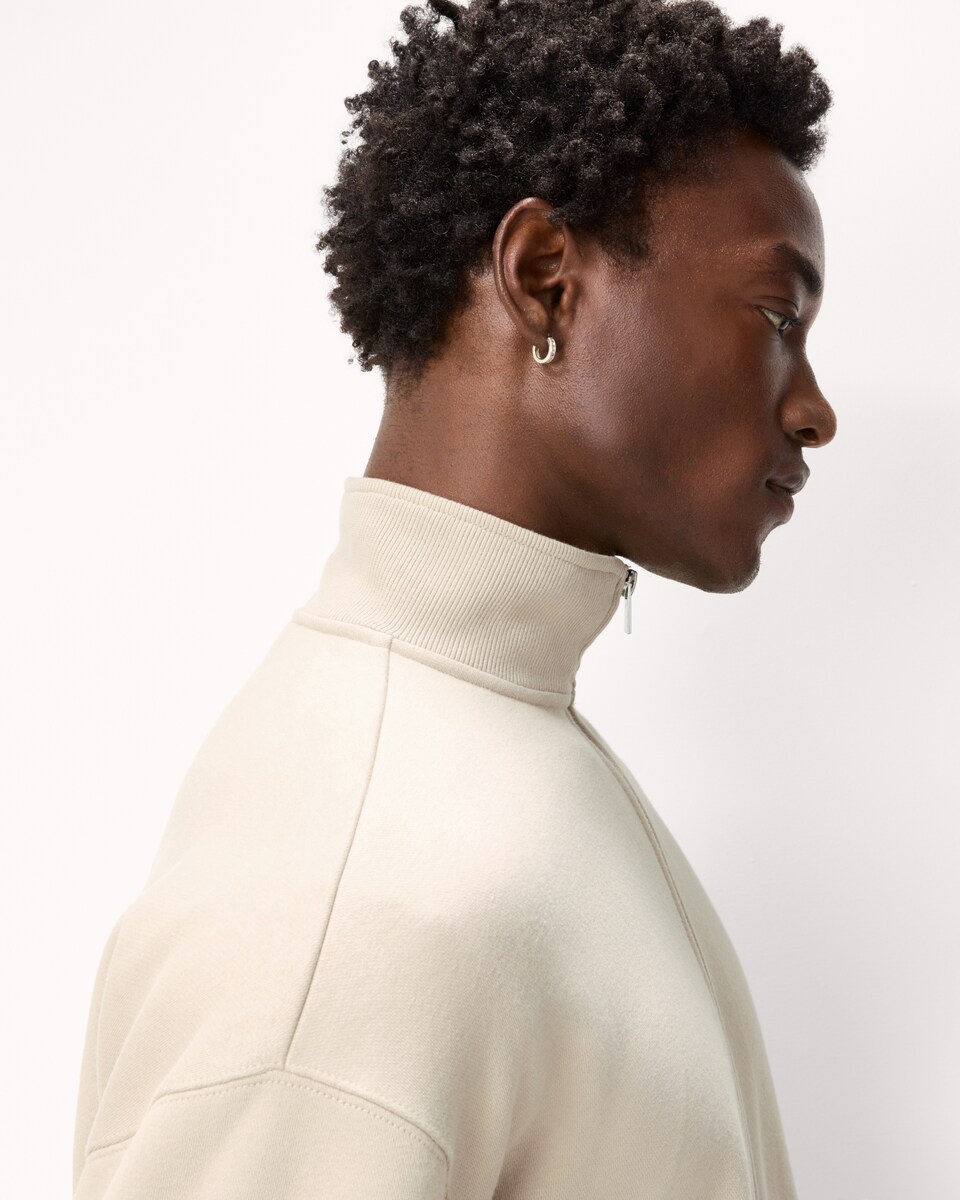image 1 of F&F Cotton Rich Zip Up Sweatshirt in Ecru