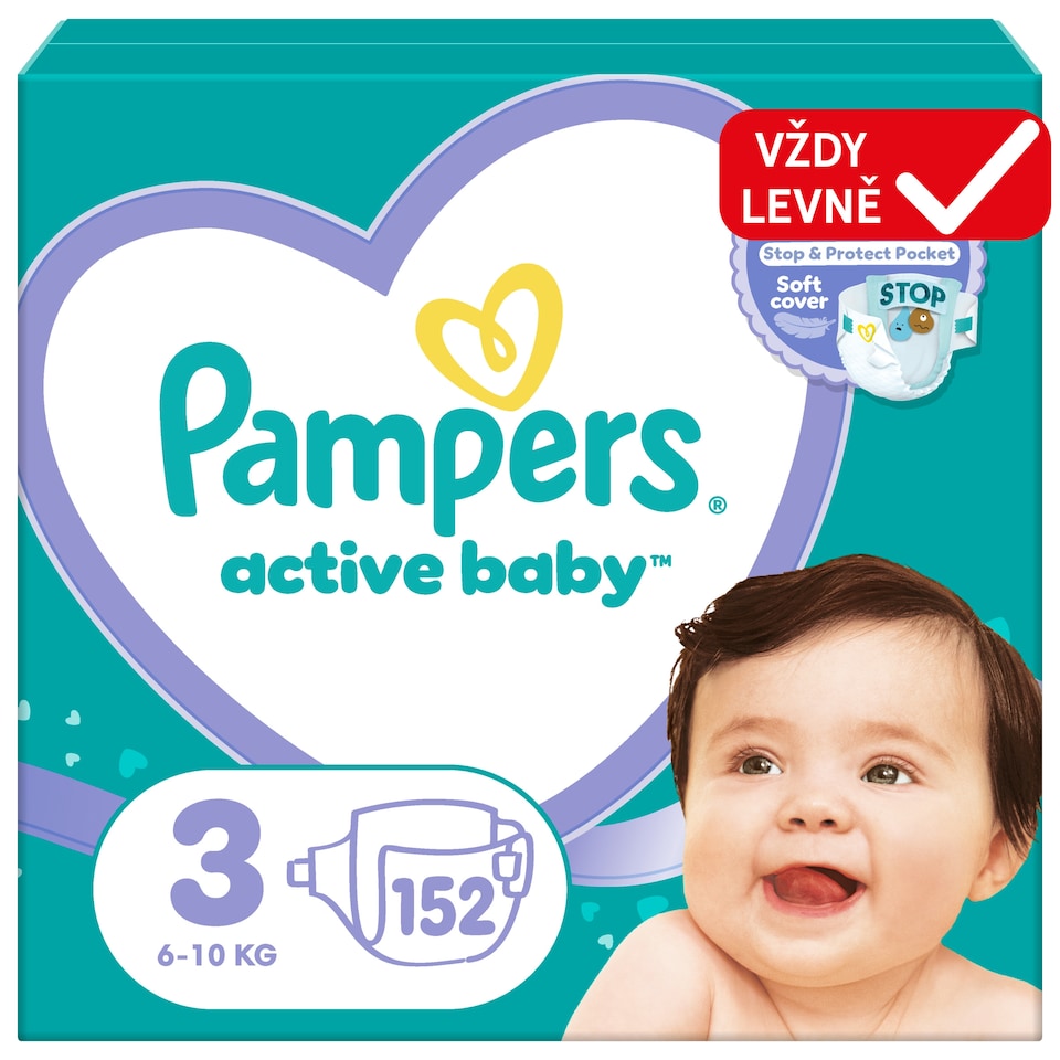 image 1 of Pampers Active Baby Size 3, 152 Nappies, 6kg-10kg
