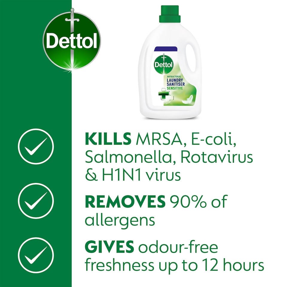 image 1 of Dettol Antibacterial Laundry Cleanser Liquid Sensitive 2.5L