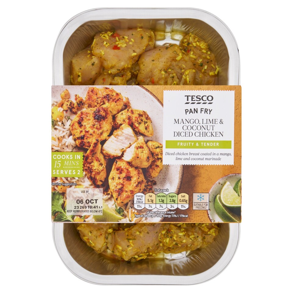 Tesco Mango, Lime & Coconut Diced Chicken 300G Tesco Groceries
