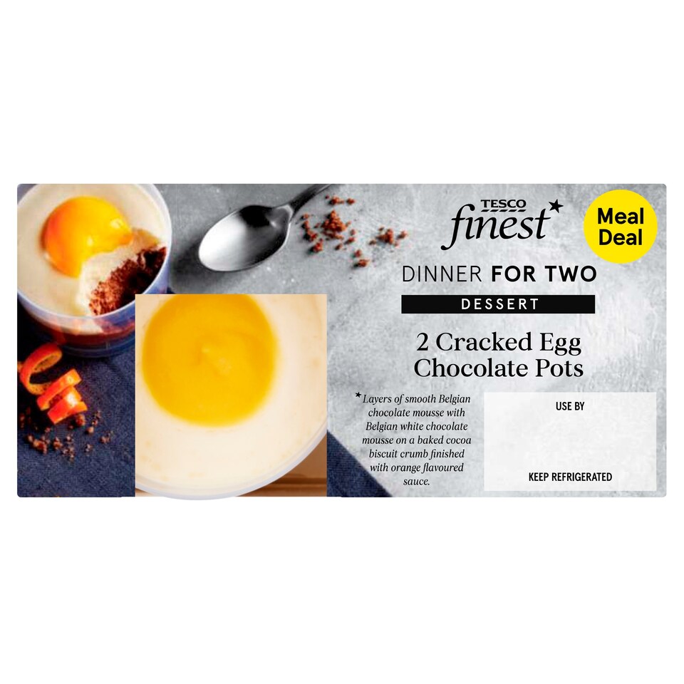 Tesco Finest 2 Cracked Egg Chocolate Pots 116G Tesco Groceries