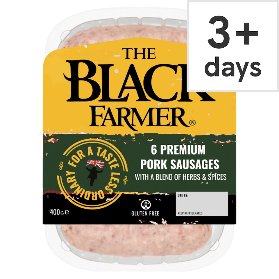 The Black Farmer Premium Pork Sausages 6 Pack 400G